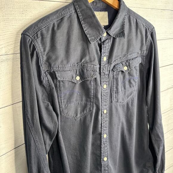G Star Raw Mens Size Medium Arc 3D Long Sleeve Shirt Western Style Blue Chambray - Picture 4 of 12